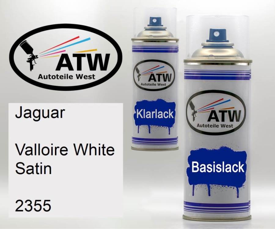 Jaguar, Valloire White Satin, 2355: 400ml Sprühdose + 400ml Klarlack - Set, von ATW Autoteile West.